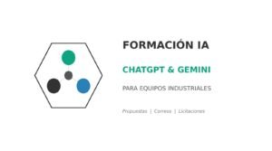 Gráfico minimalista de Forecastrax anunciando formación en ChatGPT y Gemini especializada para equipos técnicos y comerciales del sector industrial